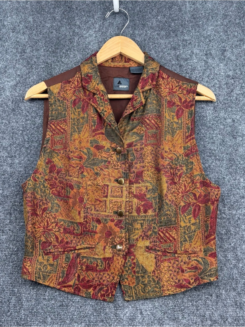 VTG 90’s Liz Wear Tapestry Floral Dark Academia Indie Boho Vest Women’s 6
